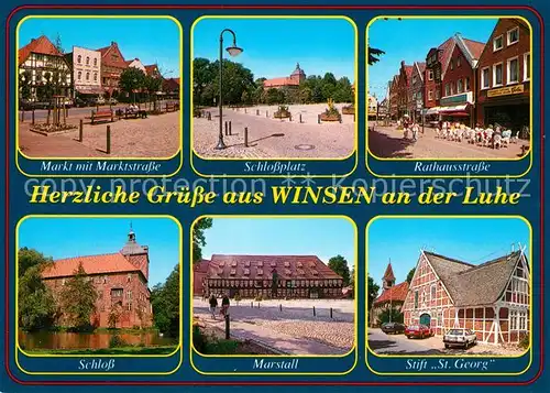 AK / Ansichtskarte Winsen_Luhe Marktstrasse Schlossplatz Schloss Marstall Stift St. Georg Winsen Luhe