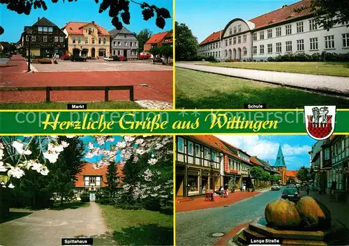 AK / Ansichtskarte Wittingen_Niedersachsen Marktplatz Schule Lange Strasse Spittahaus Wittingen Niedersachsen