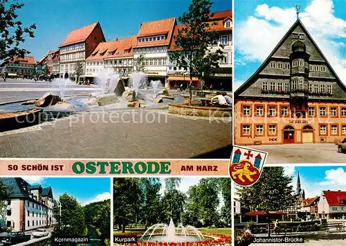 AK / Ansichtskarte Osterode_Harz Johannistor Bruecke Kurpark Kornmagazin Osterode_Harz