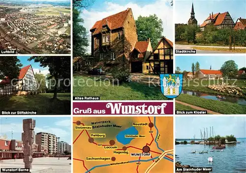 AK / Ansichtskarte Wunstorf Kloster Steinhuder Meer Barne Stiftskirche Luftbild Wunstorf