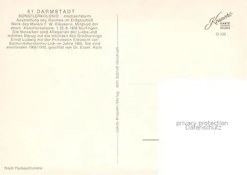 AK / Ansichtskarte Darmstadt Kuenstlerkonlonie Hochzeitsturm Darmstadt