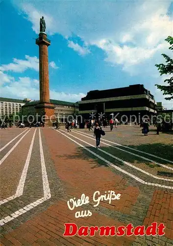 AK / Ansichtskarte Darmstadt Luisenplatz mit Ludwigssaeule und Rathaus Darmstadt