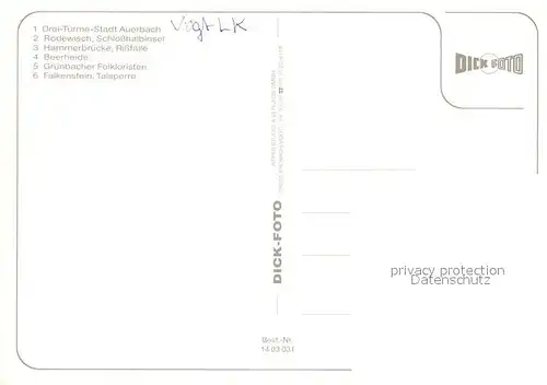 AK / Ansichtskarte Goeltzschtal_Vogtland Auerbach Rodewisch Hammerbruecke Rissfalle Beerheide Gruenbacher Folkloristen Falkenstein Talsperre Goeltzschtal_Vogtland