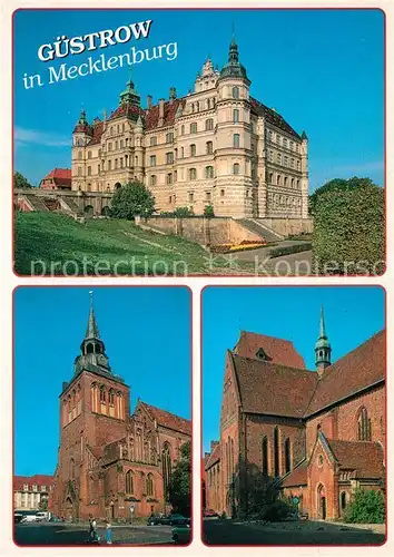 AK / Ansichtskarte Guestrow_Mecklenburg_Vorpommern Schloss Pfarrkirche St Marien Dom Guestrow_Mecklenburg