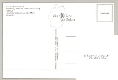 AK / Ansichtskarte Crimmitschau St Laurentius Kirche Rolandsfigur Rathaus Markt Vereinshof Crimmitschau