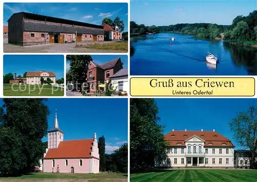 AK / Ansichtskarte Criewen Nationalparkhaus mit Speicher Wasserstrasse Vorwerk Gaststaette Zur Linde Kirche im Lenne Park Schloss Criewen