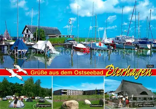 AK / Ansichtskarte Dierhagen_Ostseebad Bootshafen Campingplatz Ostseeklinik Alte Buechnerei Dierhagen_Ostseebad