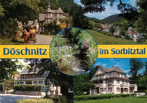 AK / Ansichtskarte Doeschnitz Bockschmiede Ortsansicht Weisse Sorbitz Gasthaus zu Doeschnitz Pension Haus Sonnenau Doeschnitz