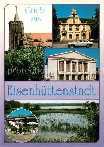 AK / Ansichtskarte Eisenhuettenstadt Ev Stadtkirche Rathaus Friedrich Wolf Theater Kl Politzer See Diehloer Strasse Eisenhuettenstadt