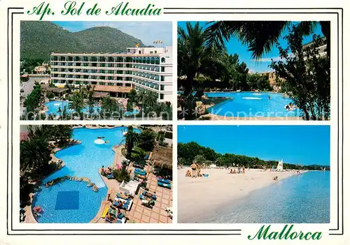 AK / Ansichtskarte Alcudia_Mallorca Apartamentos Sol de Alcudia Swimmingpool Strand Alcudia Mallorca