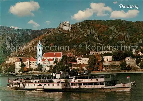 AK / Ansichtskarte Duernstein_Wachau Donaupartie mit Raddampfer Duernstein_Wachau