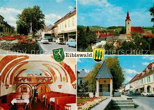 AK / Ansichtskarte Eibiswald_Steiermark Strassenpartie Kirche Restaurant Eibiswald_Steiermark