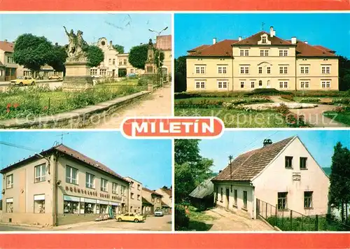 AK / Ansichtskarte Miletin Namesti Zamek Obchodni stredisko Rodny domek KJ Erbena Miletin