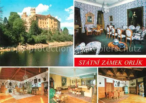 AK / Ansichtskarte Orlik_nad_Vltavou Zamek Modry salon Rytirsky sal Empirovy salon Teskuv sal Orlik_nad_Vltavou