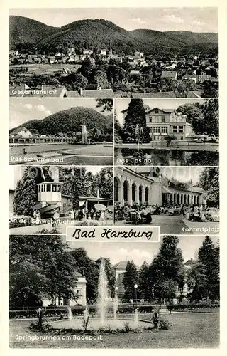 AK / Ansichtskarte Bad_Harzburg Schwimmbad Casino Schwebebahn Konzertplatz Springbrunnen Park Bad_Harzburg