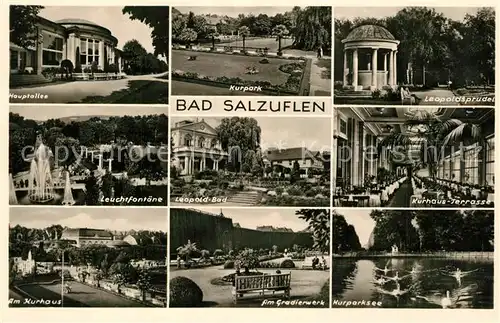 AK / Ansichtskarte Salzuflen_Bad Hauptallee Kurpark Leopoldsprudel Leuchtfontaene Kurhaus Terrasse Salzuflen_Bad