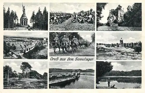 AK / Ansichtskarte Sennelager Hermannsdenkmal Externsteine Neues Lager Diebesturm Sennelager