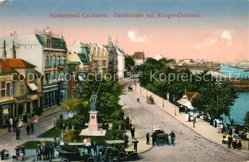 AK / Ansichtskarte Cuxhaven_Nordseebad Deichstrasse mit Krieger Denkmal Cuxhaven_Nordseebad