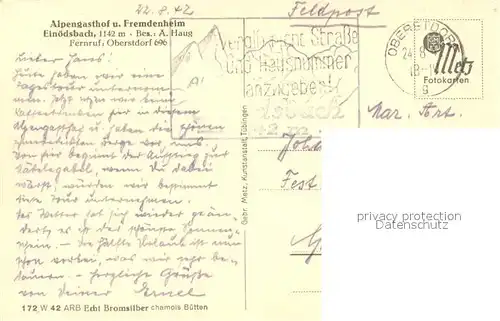 AK / Ansichtskarte Einoedsbach Alpengasthof Einoedsbach Einoedsbach