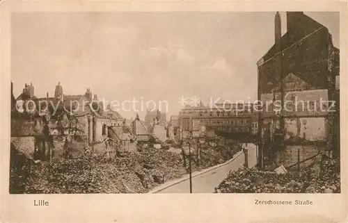 AK / Ansichtskarte Lille_Antwerpen Zerschossene Strasse Lille_Antwerpen