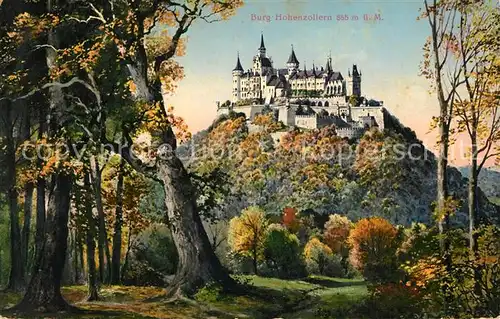 AK / Ansichtskarte Hechingen Blick zur Burg Hohenzollern Kuenstlerkarte Hechingen