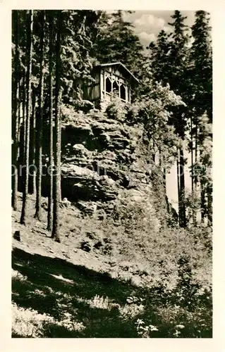 AK / Ansichtskarte Ilmenau_Thueringen Schwalbenstein Felsen Waldhuette Ilmenau Thueringen