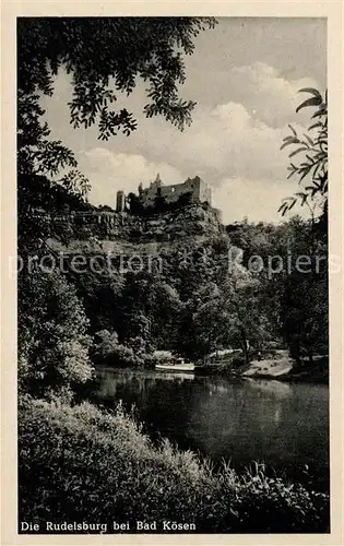 AK / Ansichtskarte Saaleck Partie an der Saale Blick zur Rudelsburg Burgruine Saaleck