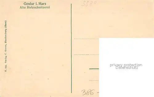 AK / Ansichtskarte Goslar Alte Holzschnitzerei Goslar