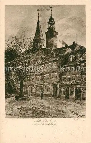 AK / Ansichtskarte Alt_Goslar Partie am Schuhhof Kuenstlerkarte Alt_Goslar