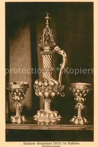 AK / Ansichtskarte Goslar Goslarer Bergkanne und Becher im Rathaus Hildigungssaal Goslar