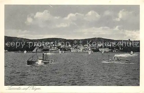 AK / Ansichtskarte Sassnitz_Ostseebad_Ruegen Ansicht vom Meer aus Dampfer Kupfertiefdruck Sassnitz_Ostseebad_Ruegen