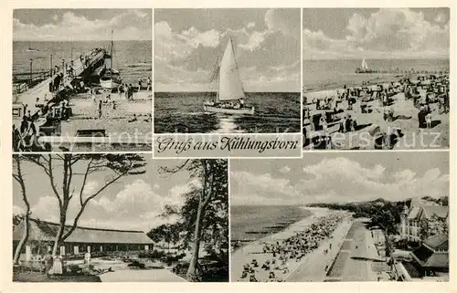 AK / Ansichtskarte Kuehlungsborn_Ostseebad Strand Seebruecke Segelboot Promenade Restaurant Kuehlungsborn_Ostseebad