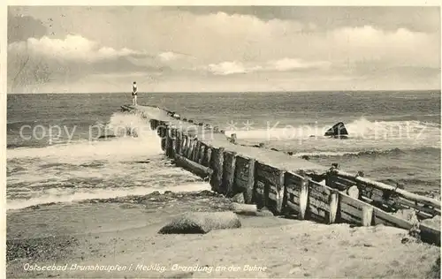 AK / Ansichtskarte Brunshaupten Brandung an der Buhne Ostseebad Brunshaupten