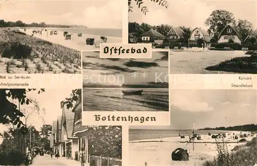 AK / Ansichtskarte Boltenhagen_Ostseebad Strand Blick zur Steilkueste Kurpark Promenade Sonnenuntergang am Meer Boltenhagen_Ostseebad