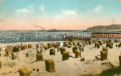 AK / Ansichtskarte Binz_Ruegen Strandleben Seebruecke Binz_Ruegen