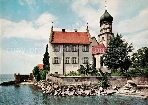 AK / Ansichtskarte Wasserburg_Bodensee Pfarrkirche St. Georg Pfarrhaus Wasserburg Bodensee