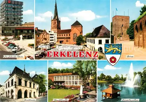 AK / Ansichtskarte Erkelenz Dr. Eberle Platz Stadthalle Markt Burg Rathaus  Erkelenz