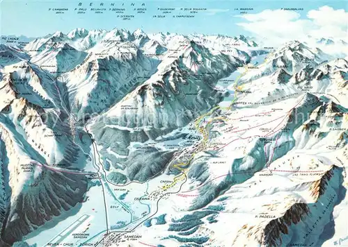 AK / Ansichtskarte Oberengadin_GR Pistenkarte Oberengadin GR