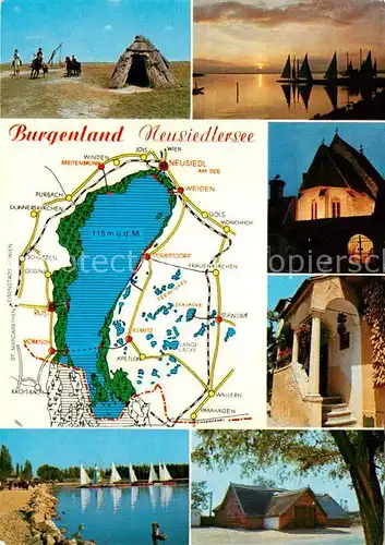 AK / Ansichtskarte Neusiedl_See Neusiedler See Panoramakarte Abendstimmung Neusiedl See