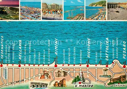 AK / Ansichtskarte San_Marino Riviera Adriatica Panoramakarte Straende  San_Marino