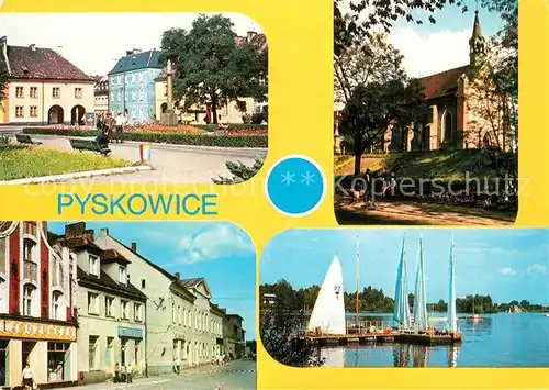 AK / Ansichtskarte Pyskowice Rathaus Kirche Hafen  Pyskowice
