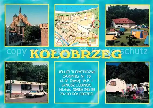 AK / Ansichtskarte Kolobrzeg_Polen Campingplatz Kirche Kolobrzeg_Polen