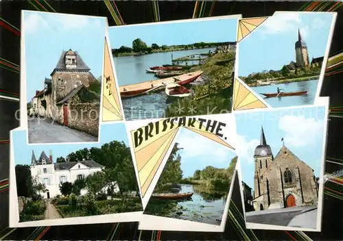 AK / Ansichtskarte Brissarthe Kirche Stadtasichten Bootsanlegestelle Brissarthe