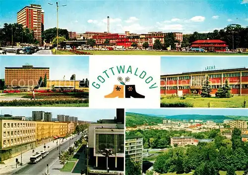 AK / Ansichtskarte Gottwaldov_Tschechien Stred mesta Interhotel Moskva Mestske lazne Revolucni trida Skolni ctvrt Gottwaldov Tschechien