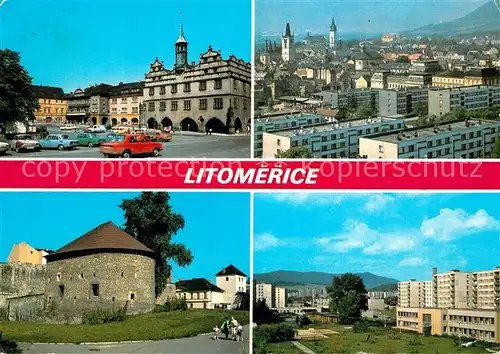 AK / Ansichtskarte Litomerice_Leitmeritz_Nordboehmen Mirove namesti Celkovy pohled Cast hradeb z roku Sidliste Cihelna Litomerice_Leitmeritz