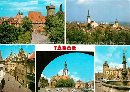 AK / Ansichtskarte Tabor Zbytky stareho opevneni Kotnov Klokot Prazska ulice Zizkovo namesti Radnice s kasnou Tabor