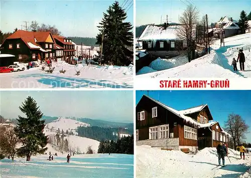 AK / Ansichtskarte Beskydy Stare Hamry Grun Hotel Hlubinska chata a skola Sjezdovka na Gruni Chata Svarna Hanka Beskydy