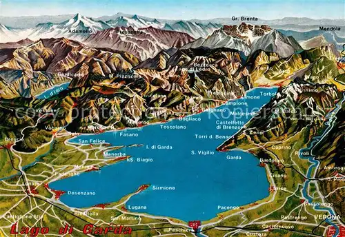 AK / Ansichtskarte Lago_di_Garda Panoramakarte Lago_di_Garda