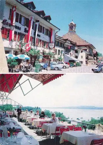 AK / Ansichtskarte Couronne_de_Breona Hotel Krone Murten Terrasse Couronne_de_Breona