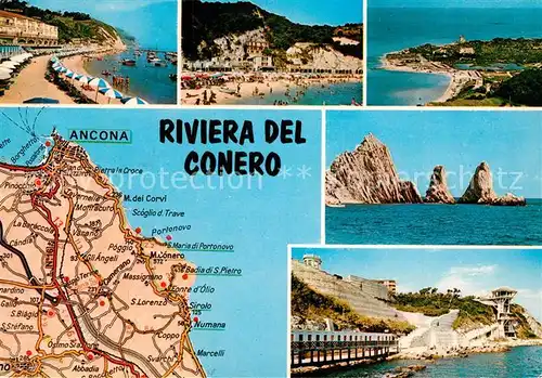 AK / Ansichtskarte Ancona Riviera del Conero Strandpartien Felsen Gebietskarte Ancona